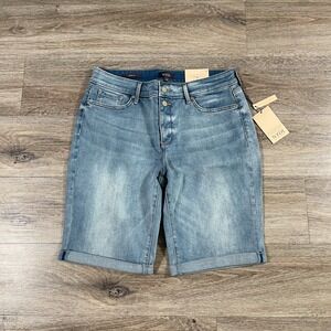 NEW NYDJ Women's Bermuda Shorts Briella Mock Fly Roll Cuff‎ Casual 12 Blue